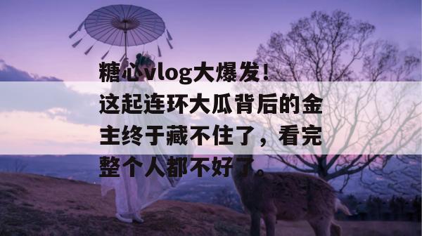糖心vlog大爆发!这起连环大瓜背后的金主终于藏不住了,看完整个人都不好了。